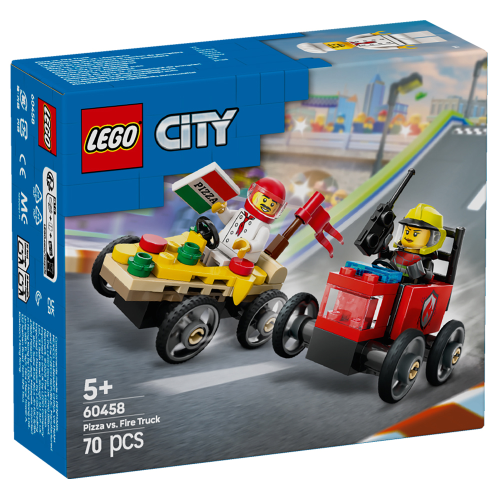 Lego City Pizza vs. Fire Truck Race Car Pack 60458